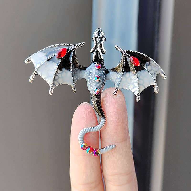 Vintage Oil Drip Cartoon Flying Dragon Brooch