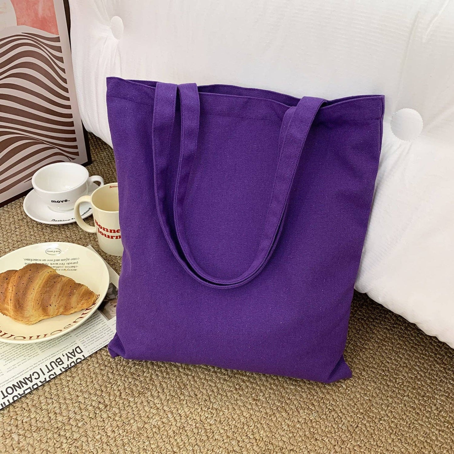 2026 Spring Summer Colored Blank Canvas Tote Bag