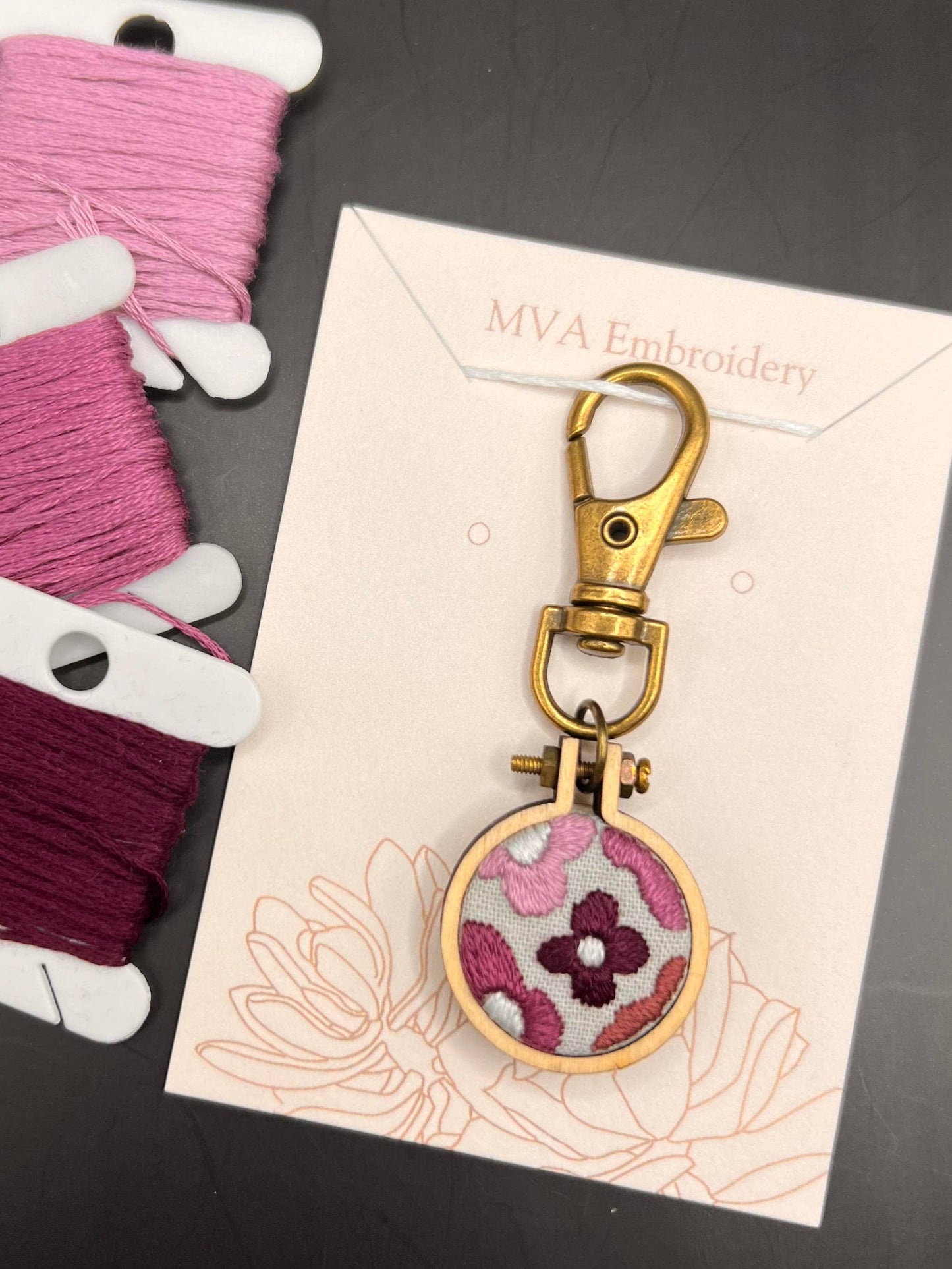 Mini Embroidery Groovy Flowers Keychain