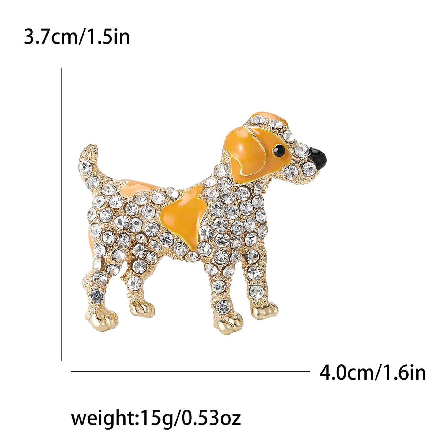 Cute Dog Rhinestone Pin with Enamel Details
