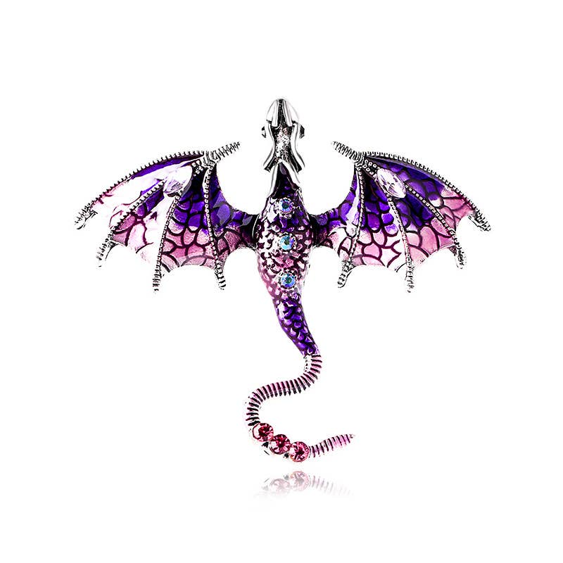 Vintage Oil Drip Cartoon Flying Dragon Brooch