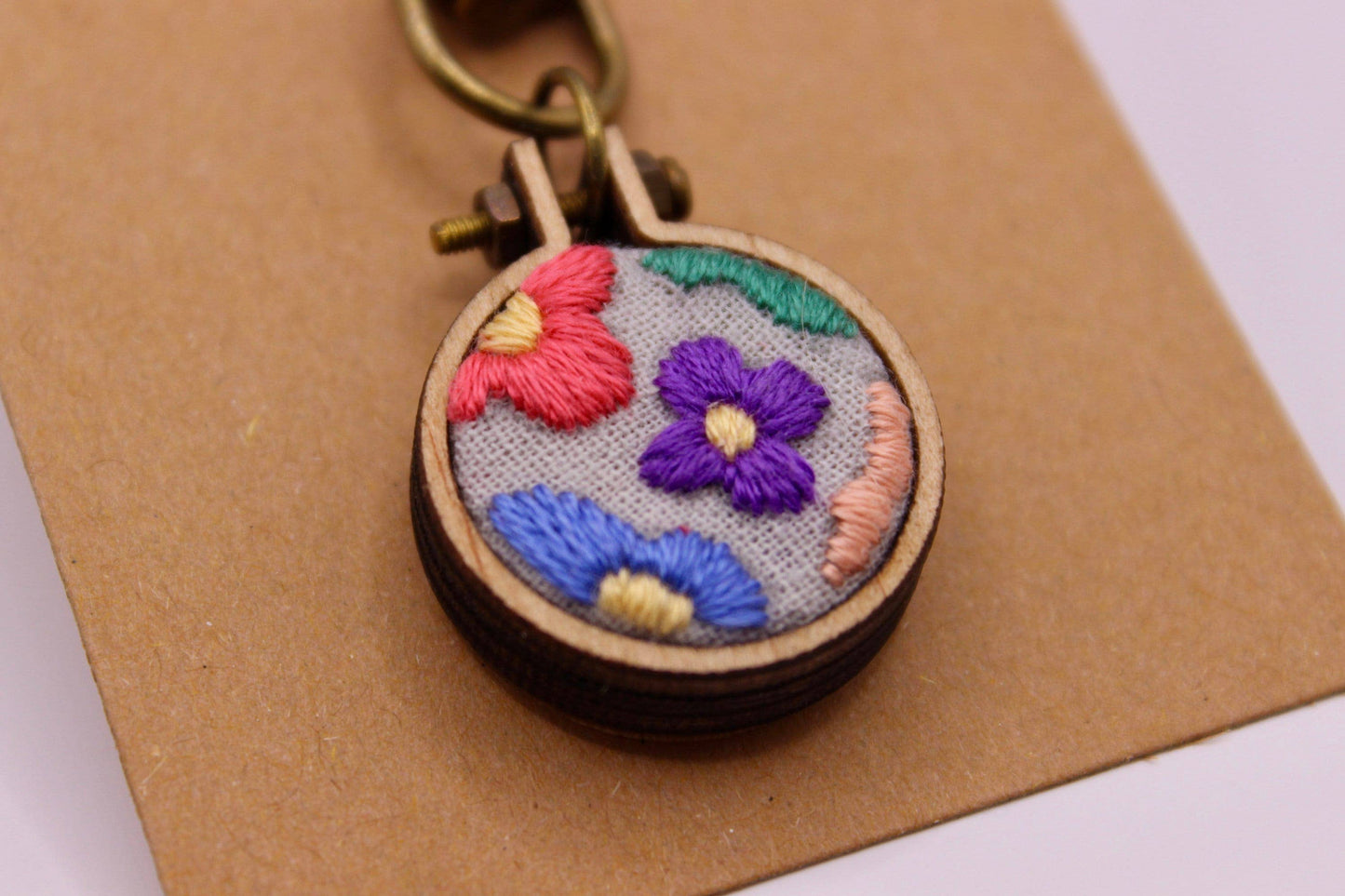 Mini Embroidery Groovy Flowers Keychain