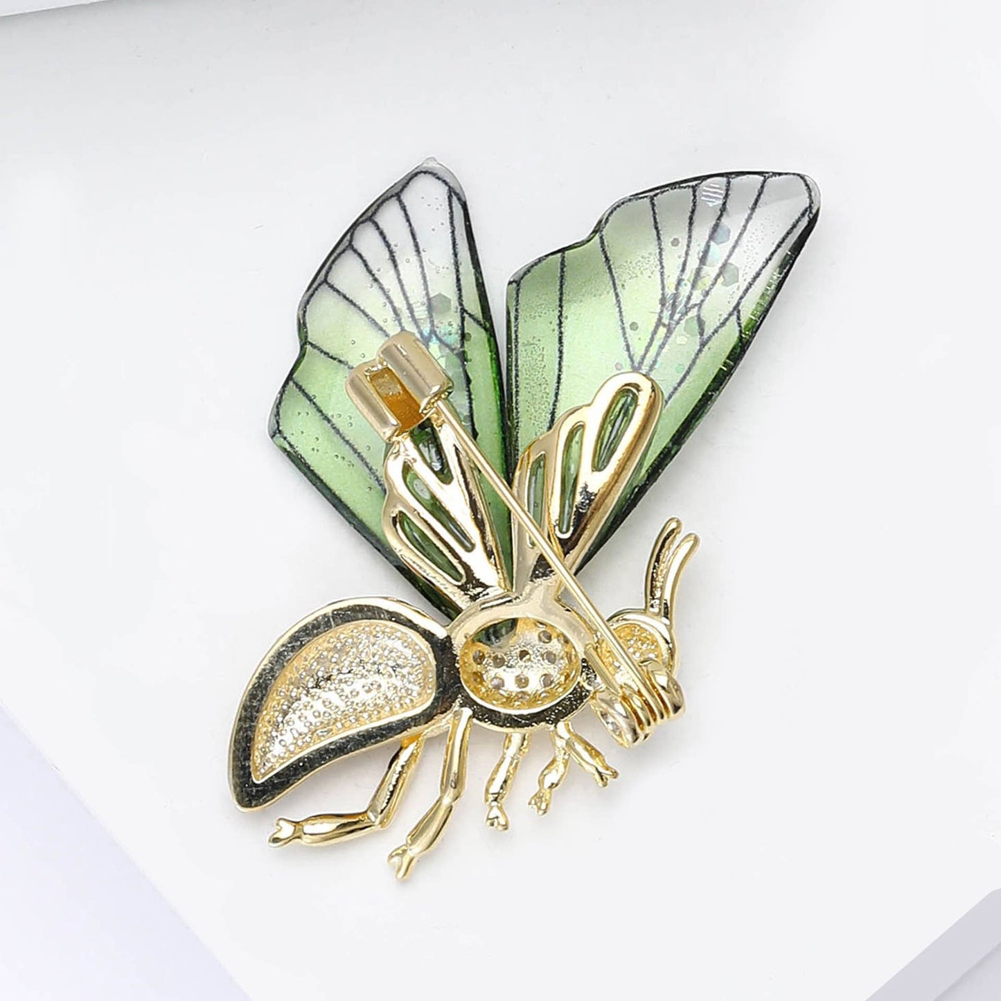 Iridescent Gradient Acrylic Wing Bee Brooch