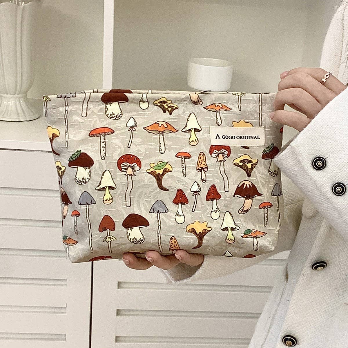 Cute Mushroom Cosmetic Bag Travel Wash Pouch_CUAB00665