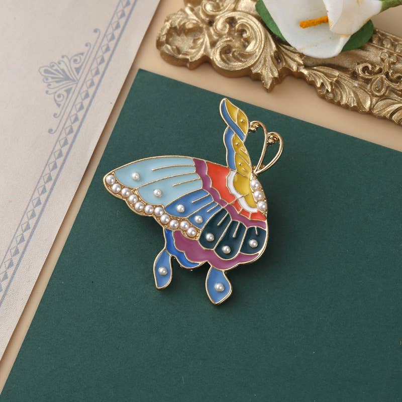 Baroque brooch cross crown animal pin