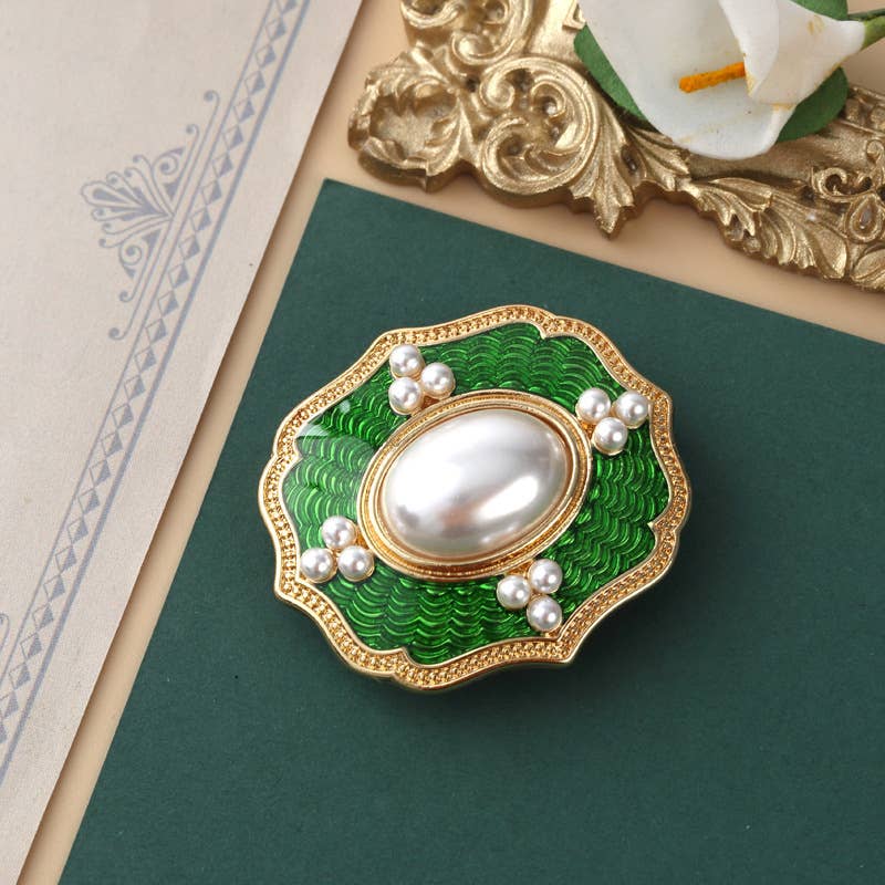 Baroque brooch cross crown animal pin