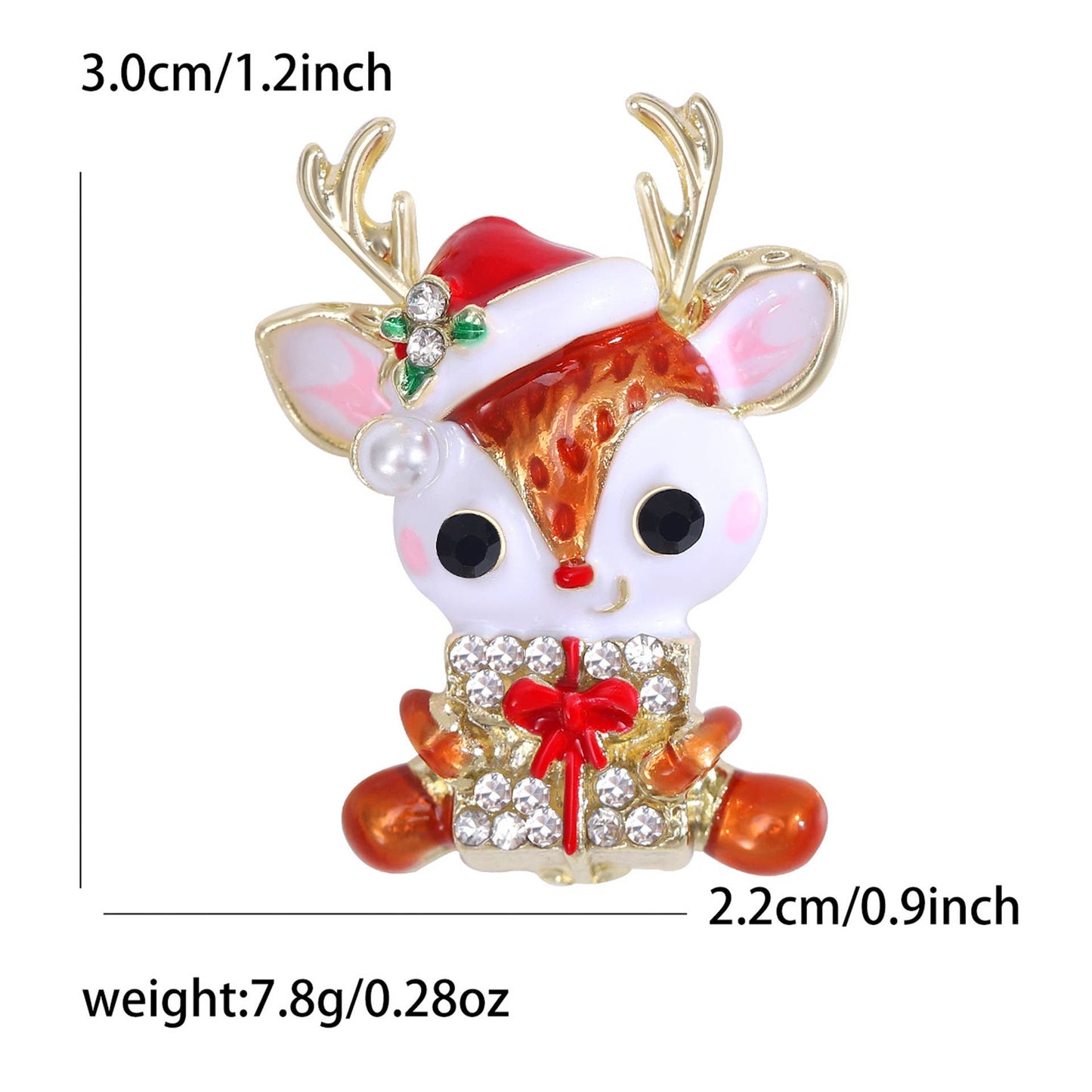 Cute Christmas Gift & Santa Hat Design Reindeer Brooch
