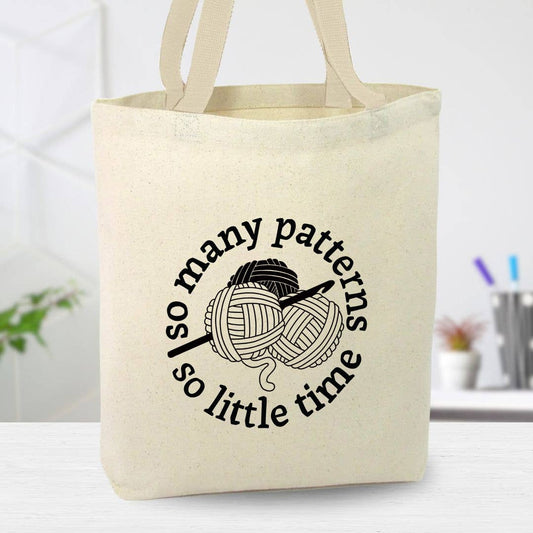 So Many Patterns So Little Time Canvas Tote Bag, Custom