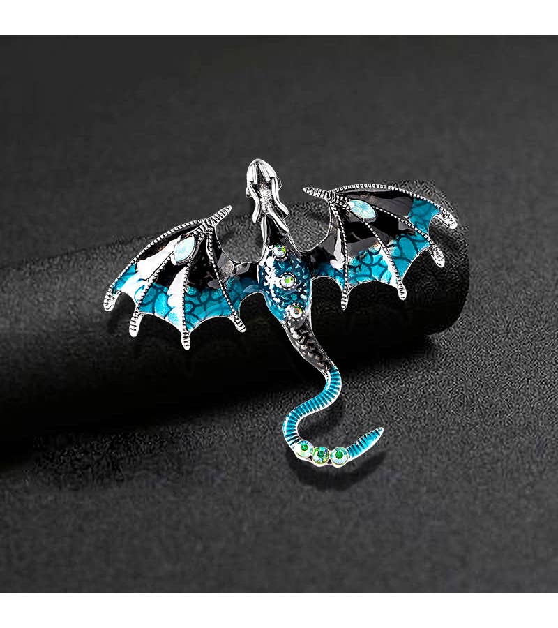 Vintage Oil Drip Cartoon Flying Dragon Brooch