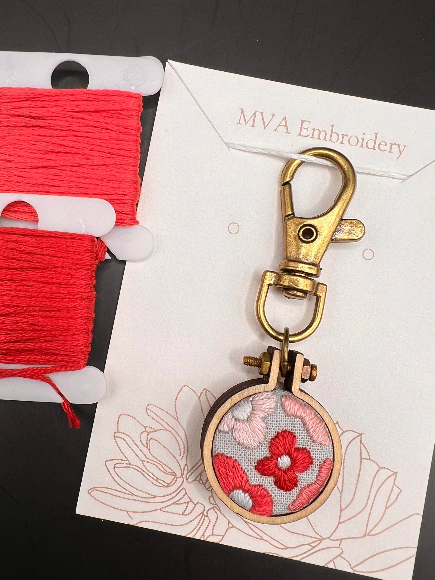 Mini Embroidery Groovy Flowers Keychain