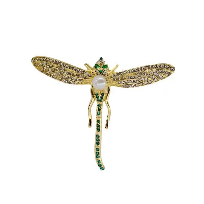Lovely Diamond Dragonfly Butterfly Brooch Pin