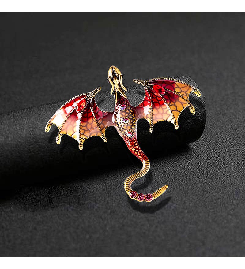 Vintage Oil Drip Cartoon Flying Dragon Brooch