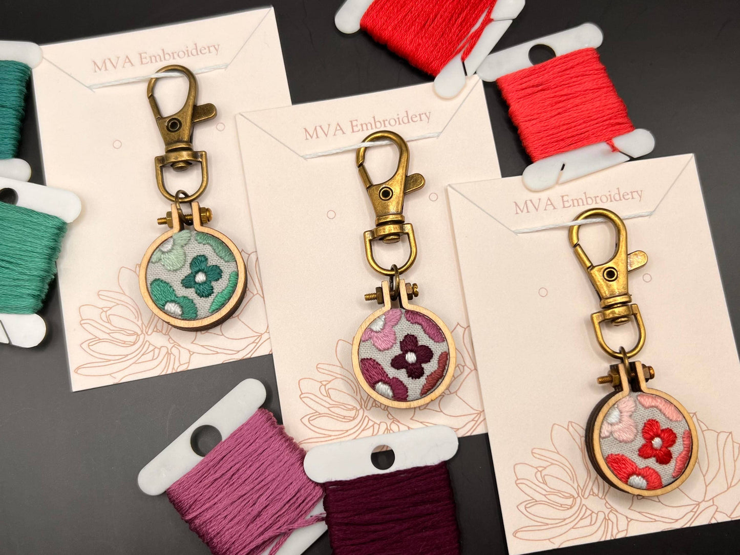 Mini Embroidery Groovy Flowers Keychain