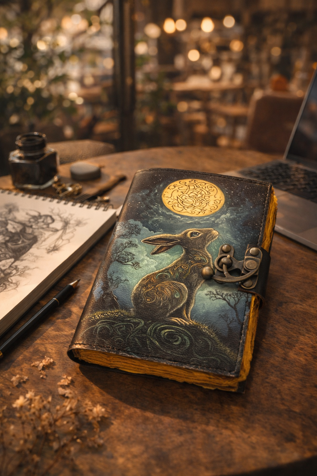 Leather Journal Blank Vintage Grimoire Notebook Diary
