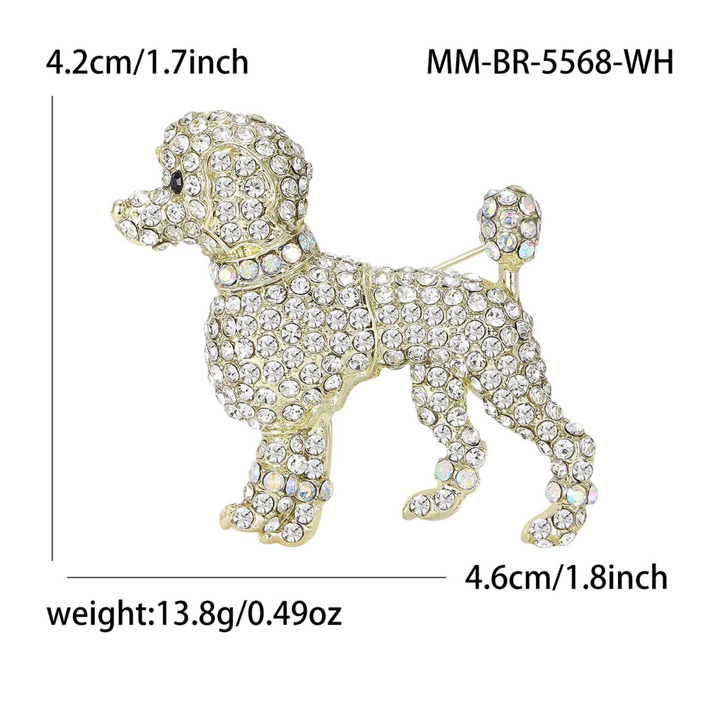 Sparkling Poodle Brooches, Dog Animal Pin Accessories