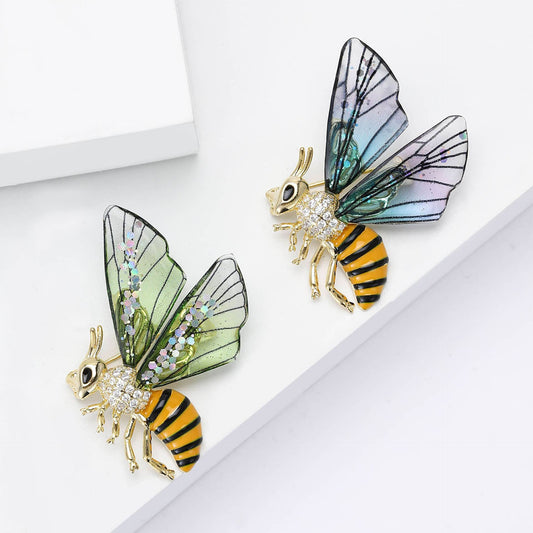 Iridescent Gradient Acrylic Wing Bee Brooch