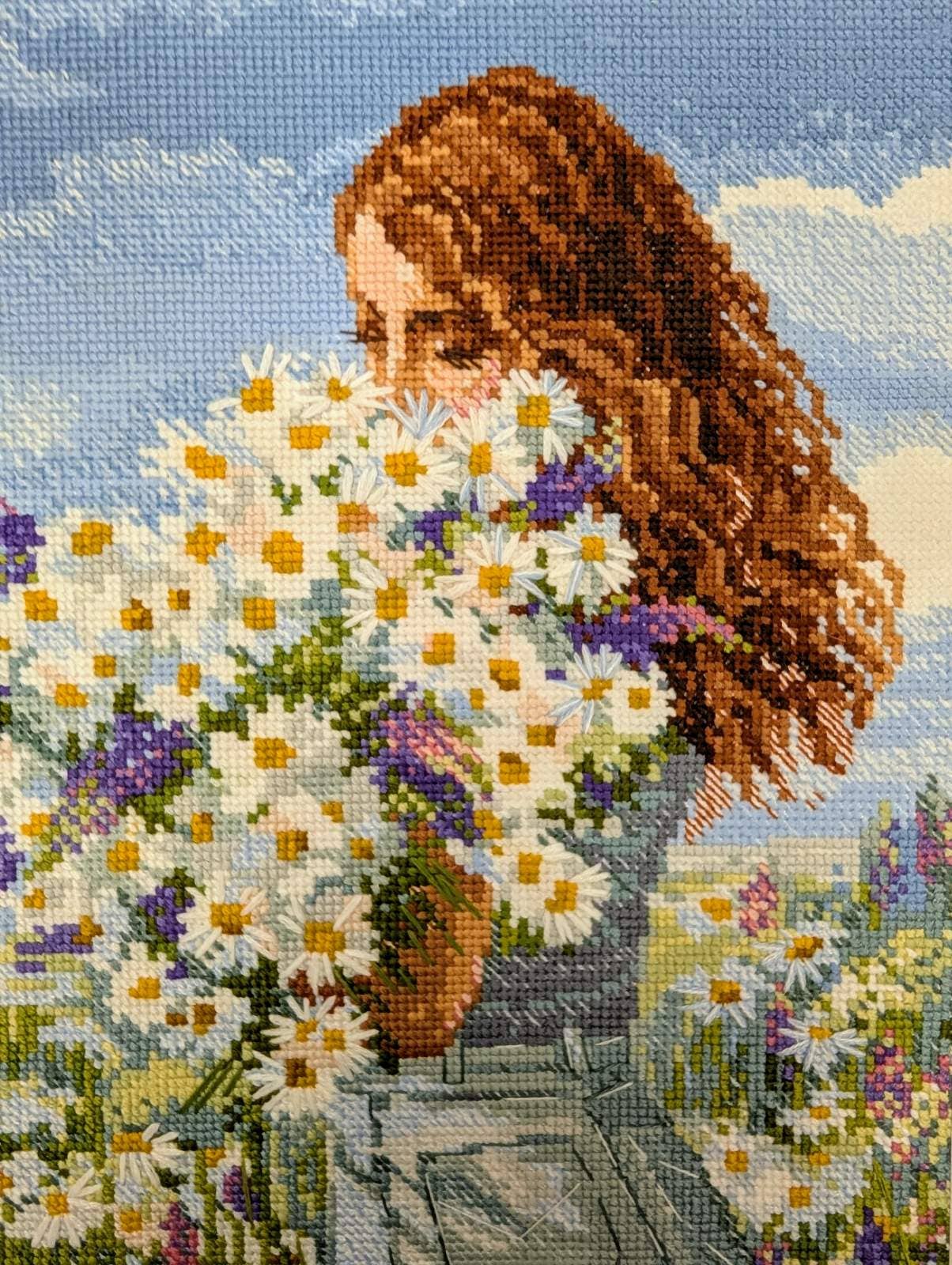 RIOLIS Cross Stitch Kit Chamomile Happiness 2253 Girl Floral
