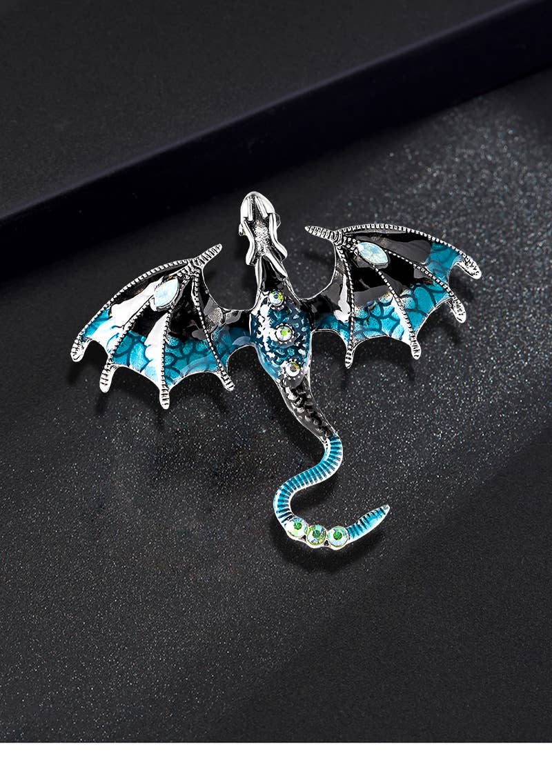Vintage Oil Drip Cartoon Flying Dragon Brooch