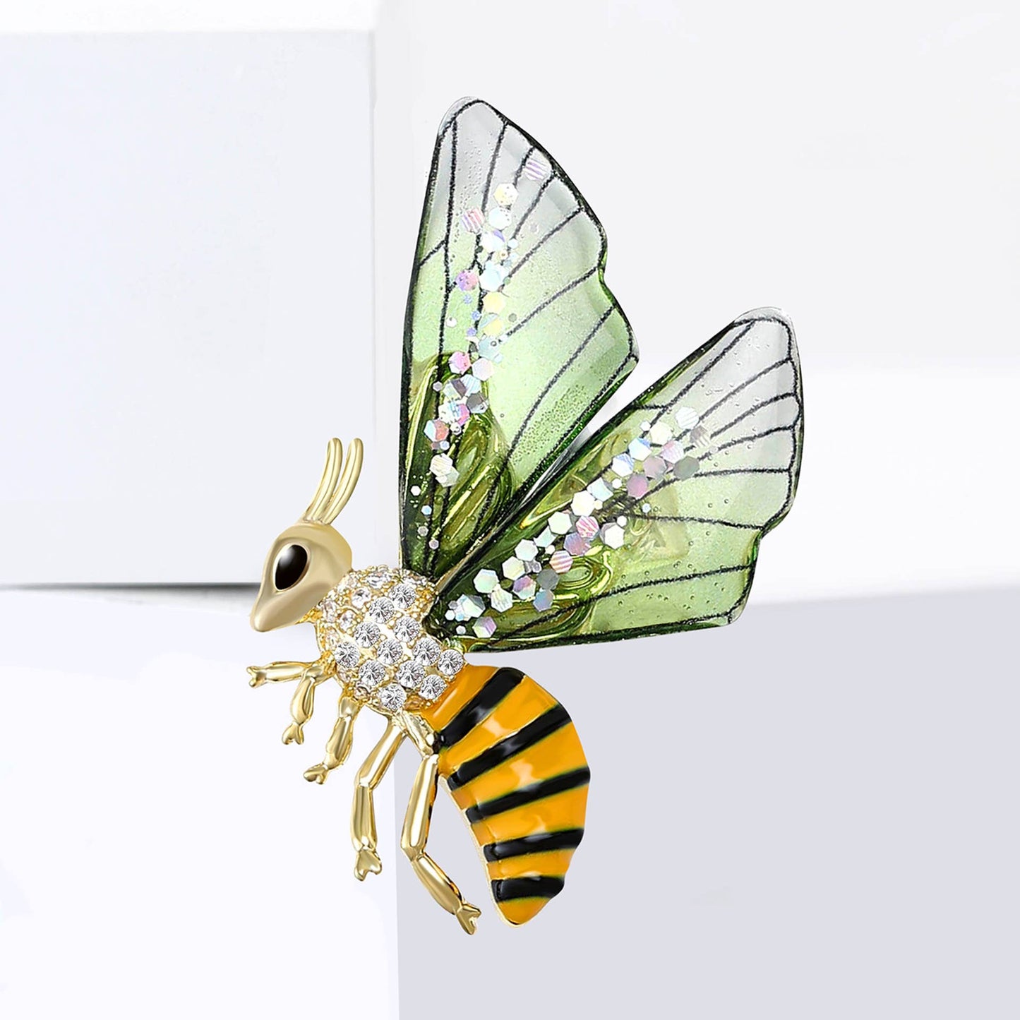 Iridescent Gradient Acrylic Wing Bee Brooch
