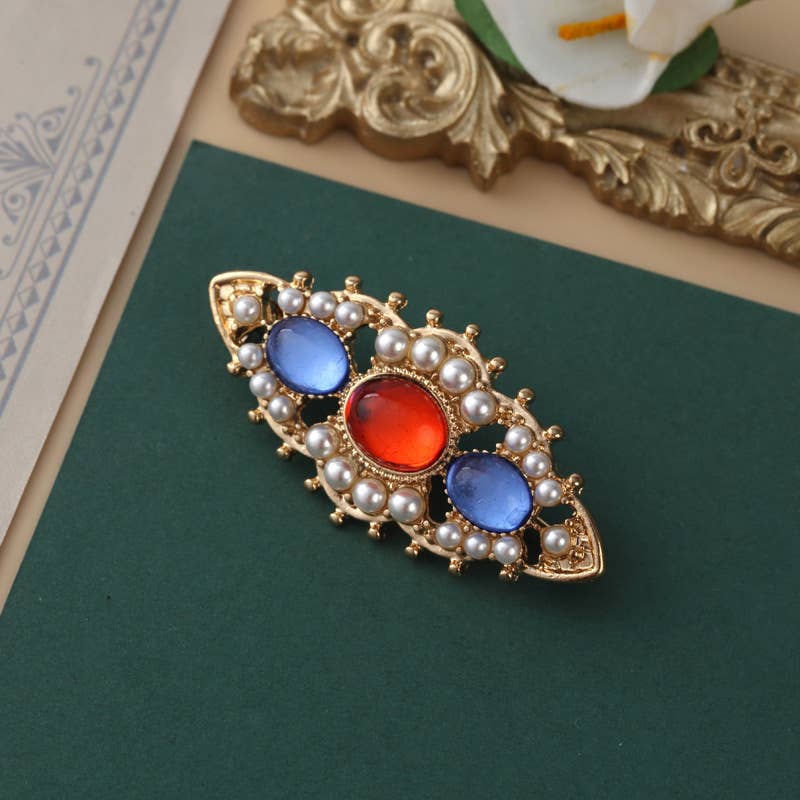 Baroque brooch cross crown animal pin