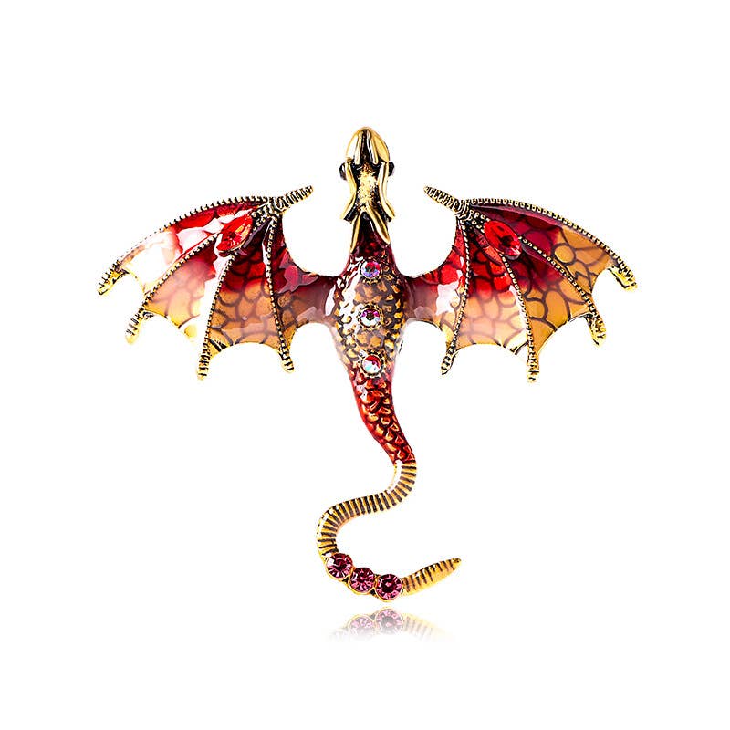 Vintage Oil Drip Cartoon Flying Dragon Brooch